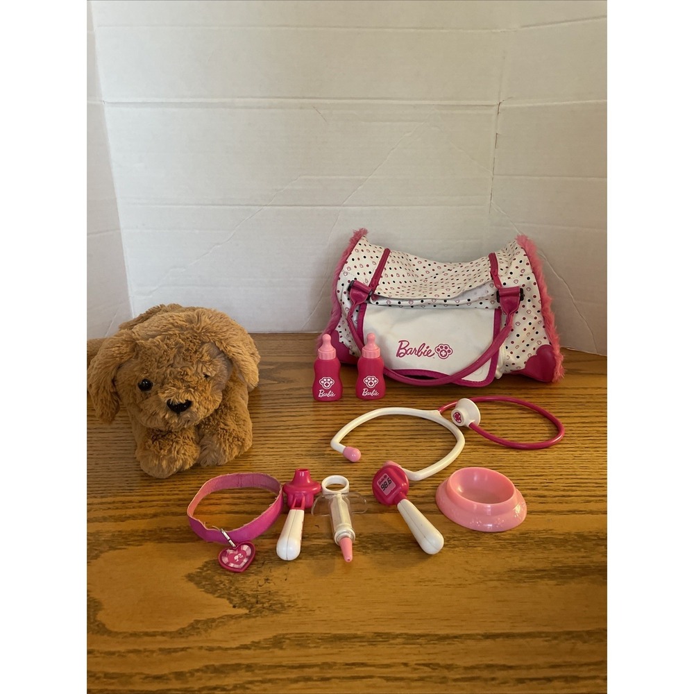 The Barbie Hug N Heal Pet Doctor Kit & Barking Puppy Dog Toy Mattel Works 10'